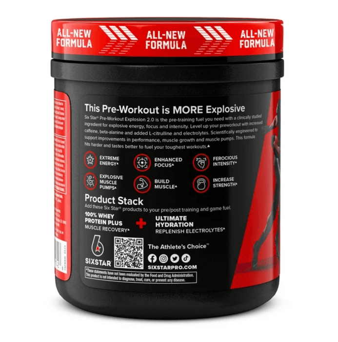 Six Star Pro Nutrition Pre-Workout Powder Explosion 2.0 Electrolyte Matrix, Fruit Punch, 9.52 oz